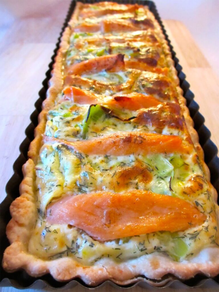 Quiche aux Poireaux et au Saumon Fumé