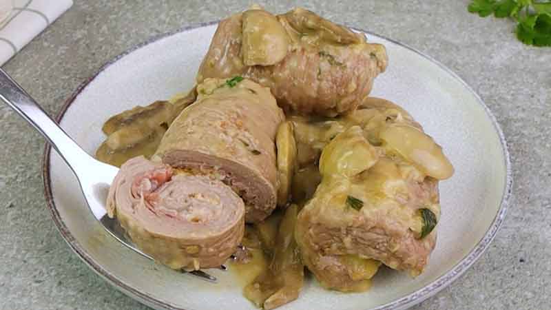 Rouleau De Viande Sauce Aux Champignons
