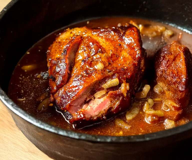Rouelle de Porc Confite à la Sauce Ail et Oignons : Le Plat Mijoté Rustique, Fondant et Inratable !