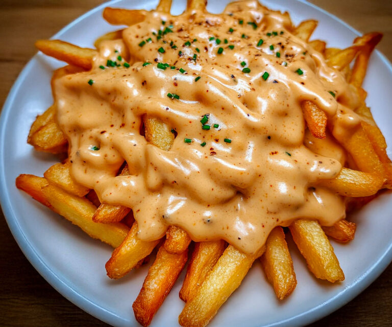 Frites nappées de sauce cheddar crémeuse : l’indispensable comfort food maison
