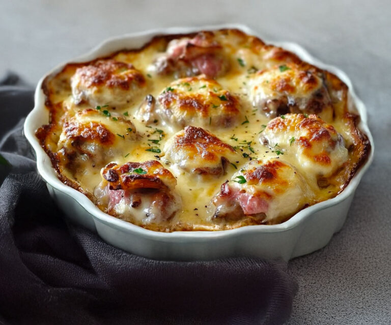Champignons Farcis au Jambon et au Comté – Gratin Fondant et Savoureux