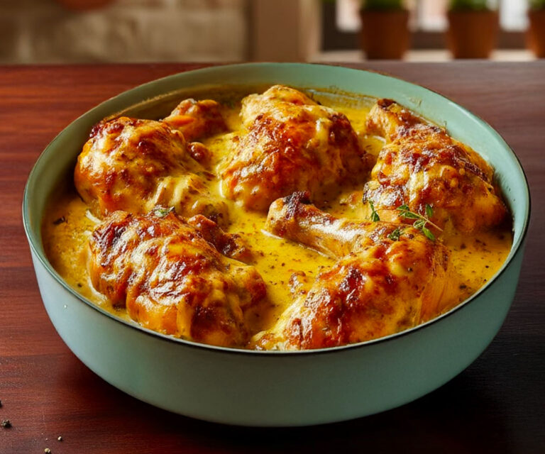 🍗 Poulet mijoté à la moutarde à l’ancienne : une recette rustique et savoureuse